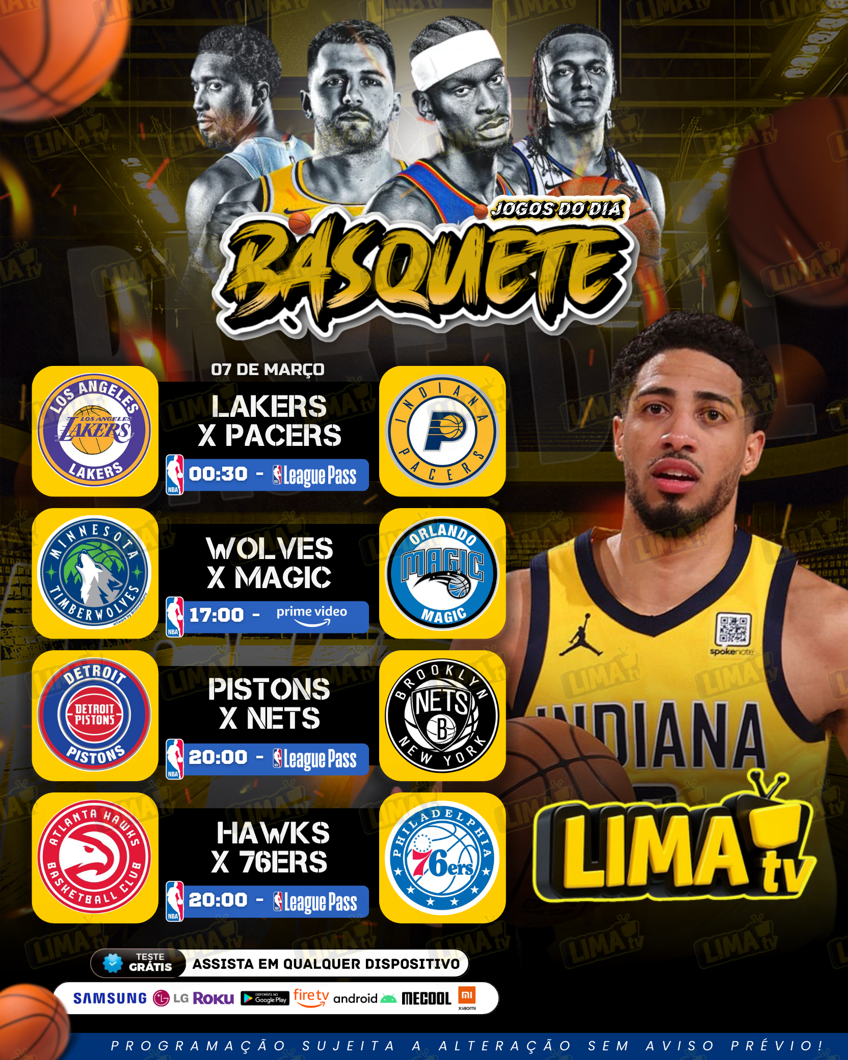Jogos da NBA hoje com transmissão ao vivo