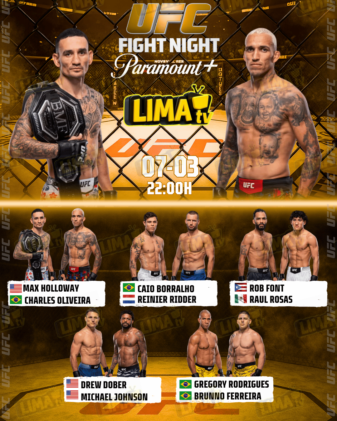 Evento UFC hoje com horário e transmissão